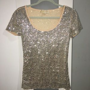 Michael Kors sequin scoop neck top.